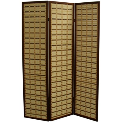 Two Tone Bamboo 3 Panel Room Divider – Walnut 